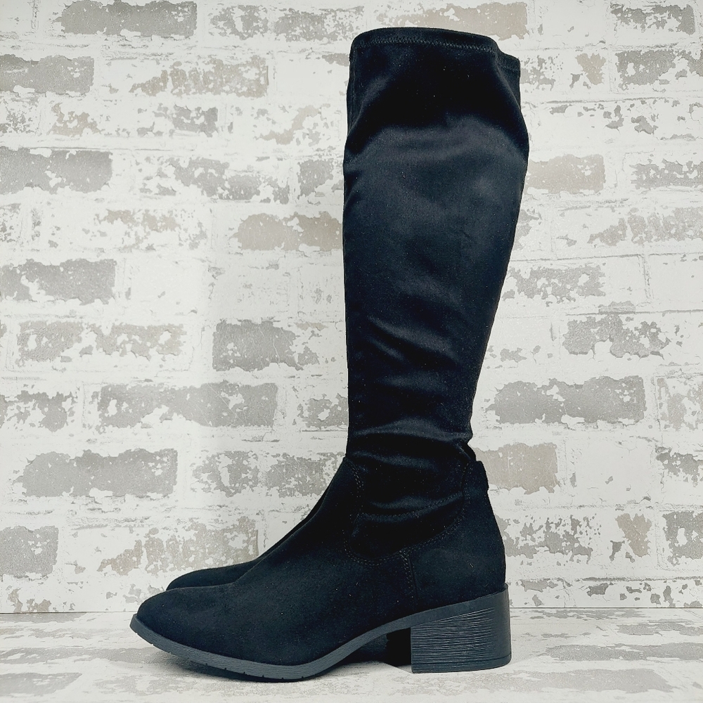 New Kenneth Cole Reaction Salt Stretch Zip Up Block Heel Boots M924